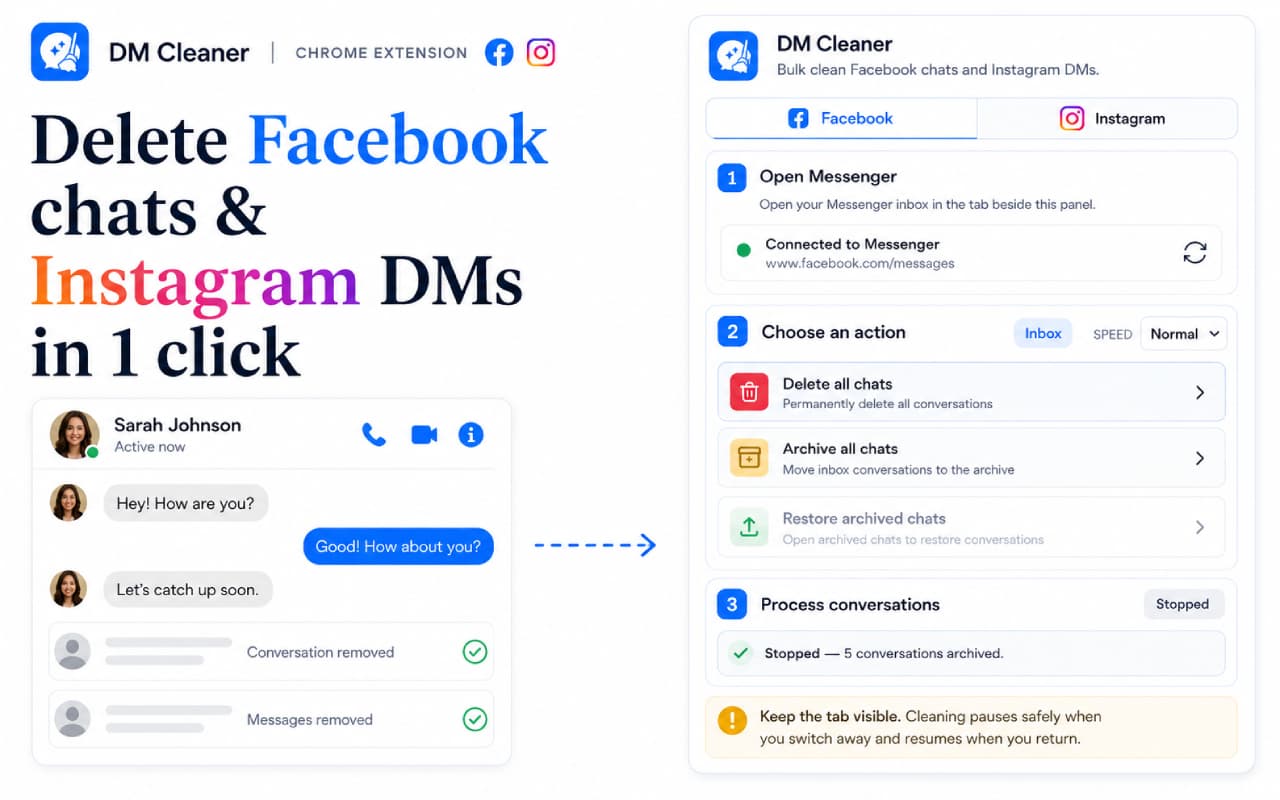 Bulk deleting Messenger conversations from the side panel
